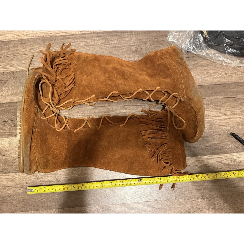Minnetonka Moccasins VTG Knee High Boots Women's 9 Brown Suede Made In USA 1970s
